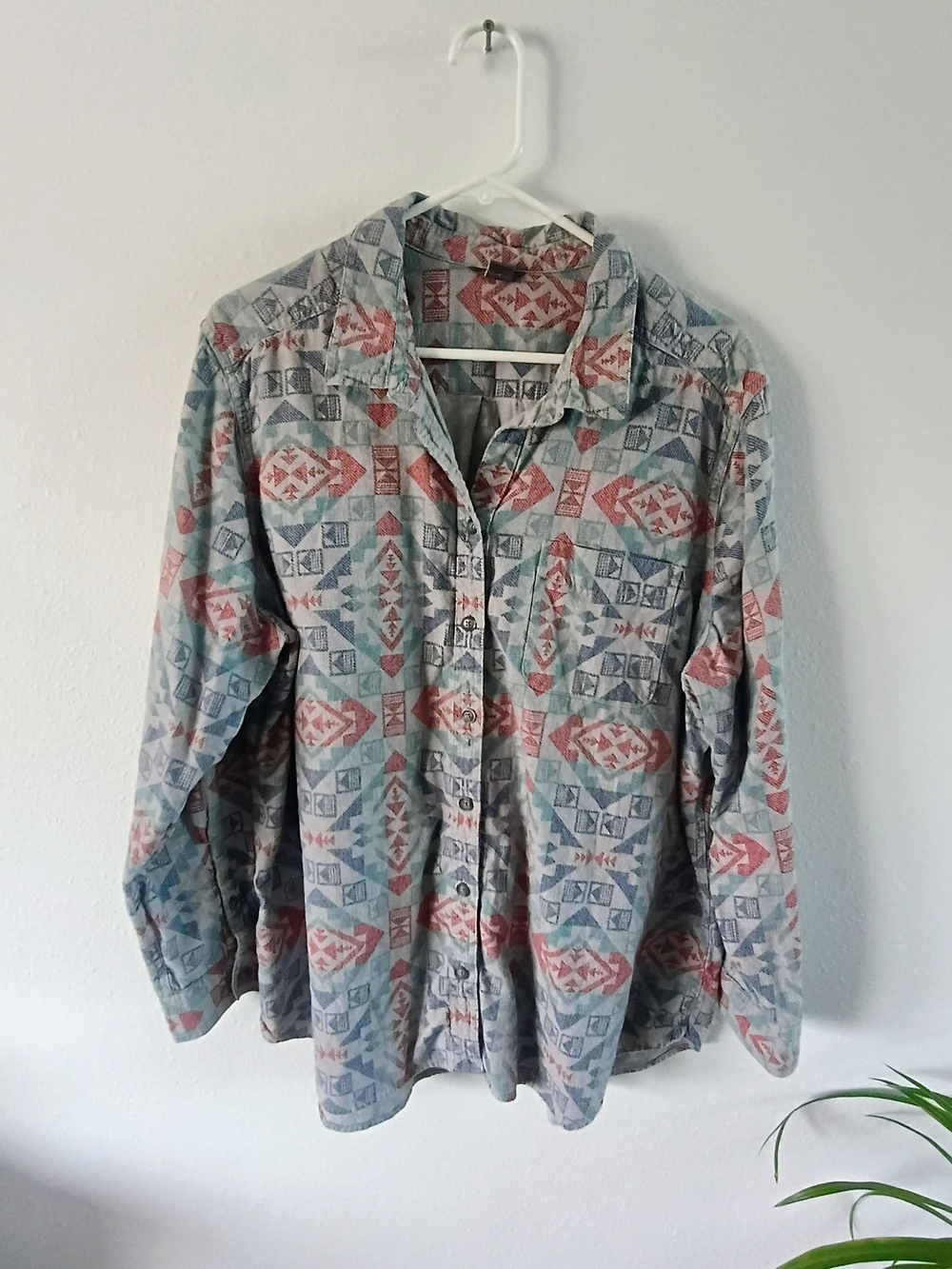 Eddie Bauer Women's 2XL Southwestern Aztec Cotton Flannel Button Up Shirt
